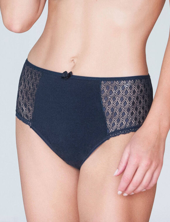 Effen maxislip in katoen en kant Coria - set van 2 (marine) Effen maxislip in katoen en kant Coria - set van 2 (marine)